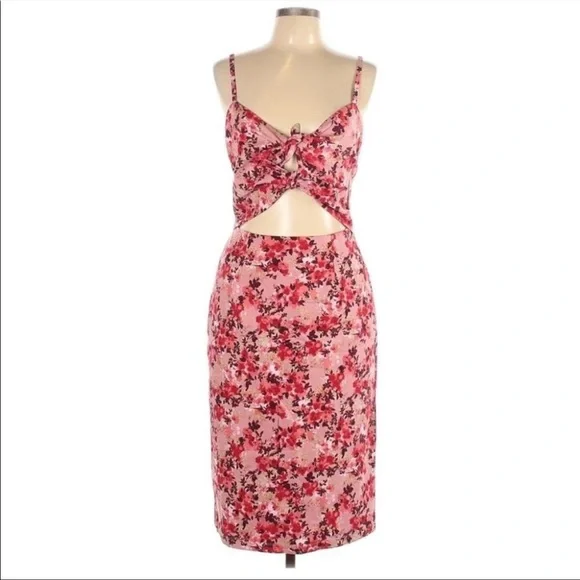 wayf pink floral dress WAYF Womens Dress Cutout Pink M Floral